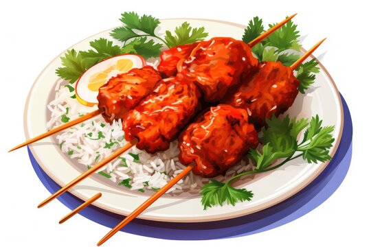 Chicken Reshmi Kebab - Icon on white background
