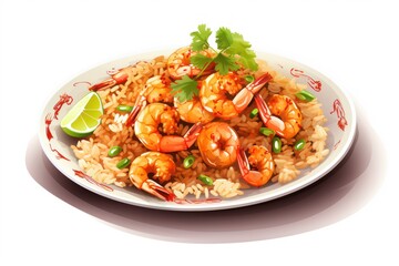 Shrimp Fried Rice - Icon on white background