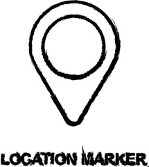 location marker icon grunge style vector