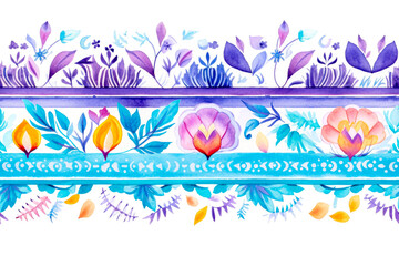 Fototapeta na wymiar Seamless watercolor floral pattern. Hand-drawn illustration.
