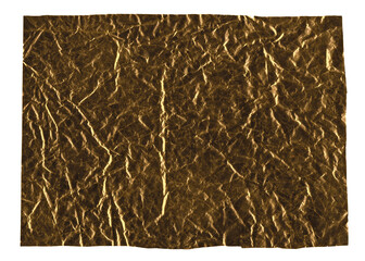 Crumpled golden wallpaper. Vintage scratched grunge background. Texture for design. Space for text. 