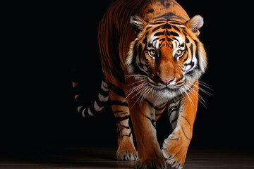 Fototapeta premium A mesmerizing Tiger on a dark background.