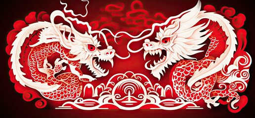 chinese dragons and chinese lantern, chinese new year Generative AI