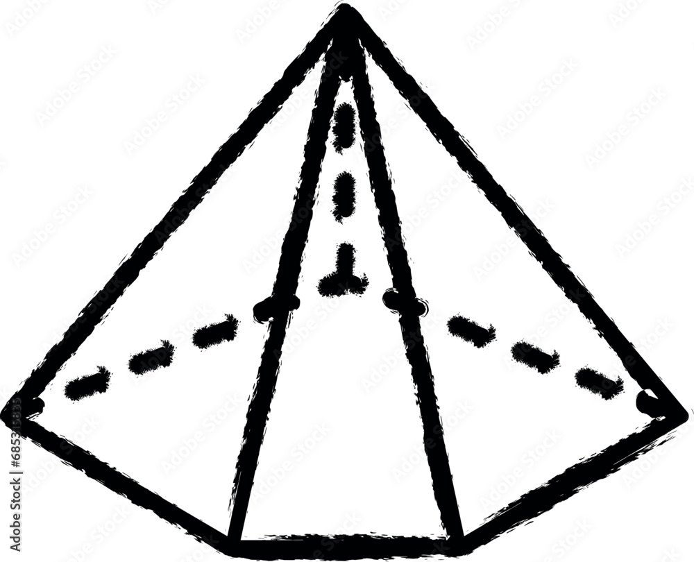 Poster 3d triangle with dashed edges icon grunge style vector