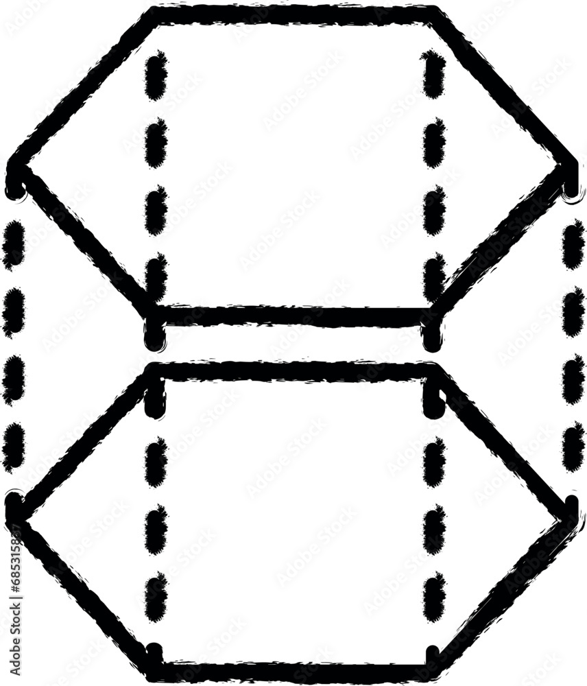 Poster 3d hexagon with dashed lines icon grunge style vector