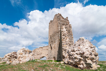 Vista de las ruinas del castillo de la Torresaviñan en Guadalajara, Castilla la Mancha, España.