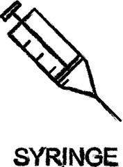 syringe line icon grunge style vector