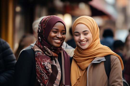 Close-ups of moments capturing cultural assimilation or integration within diverse communities, with copy space