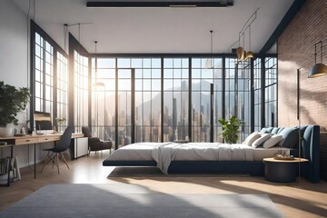 Elegant Bedroom Interior With Double Bed,