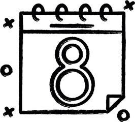 Calendar, march icon grunge style vector