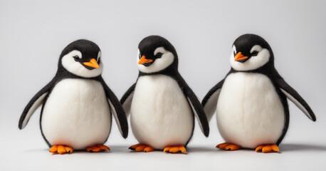 penguin family on white background