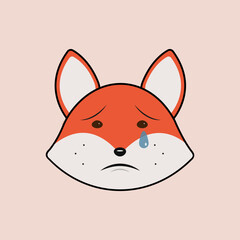 Fox with emotions in flat style, vector design
