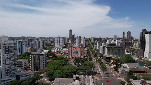 Imagens aéreas 4k do Centro da cidade de Chapecó , Santa Catarina, Brasil