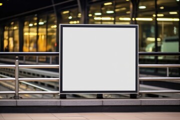 Mockup Of Blank Billboard Template Next To Stairs At Train Station