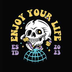 Skull globe graphic vector.
