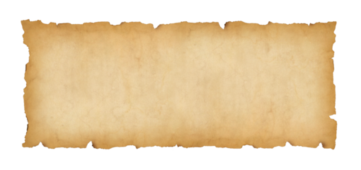Old paper horizontal banner. Parchment scroll isolated on white