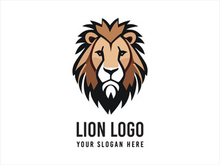 Lion cute mascot logo design flat art vector