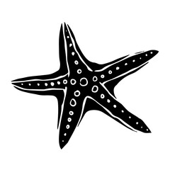 Silhouette, stencil of a starfish. Decorative marine element. Vector graphics.