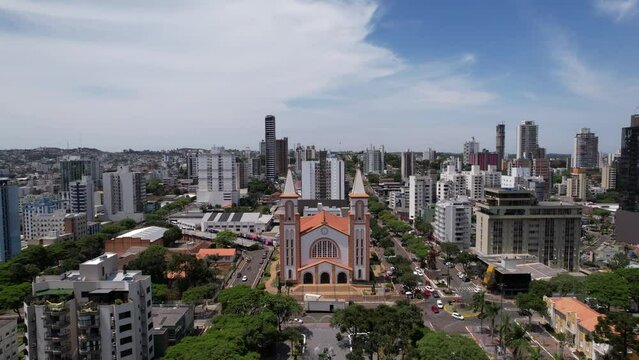 Imagens aéreas 4k do Centro da cidade de Chapecó , Santa Catarina, Brasil