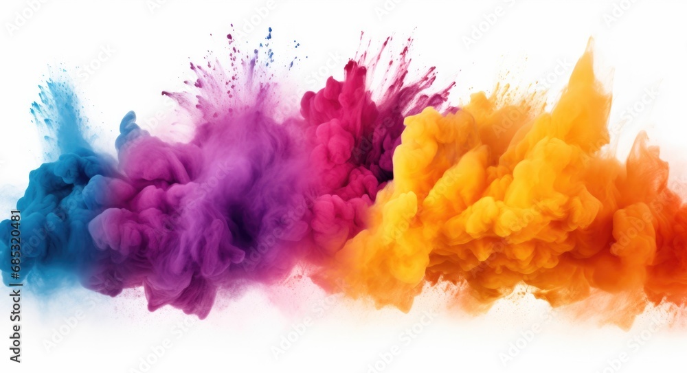 Poster a group of colored smokes in different colors. generative ai.