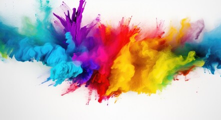 A colorful explosion of paint on a white surface. Generative AI.