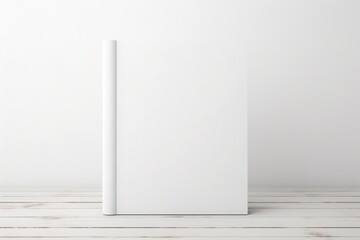 White Book Mockup With Blank Cover On White Table. Сoncept Minimalist Design, Elegant...