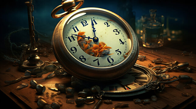 Realistic beautiful pictures capturing an old clock ticking