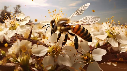 Fotobehang Bees pollinate food crops © CraftyImago