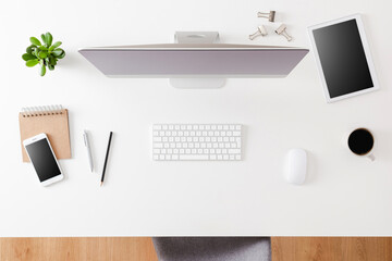 Modern office desktop with computer and accessories