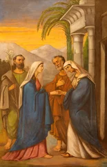Foto op Canvas TREVISO, ITALY - NOVEMBER 5, 2023: The painting  of Visitation in the church Chiesa di San Gaetano by unknown artist of 20. cent.  © Renáta Sedmáková