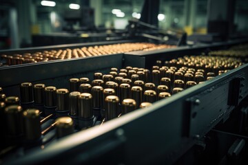 Fototapeta premium Manufacture of shells and cartridges on the assembly line of a military plant