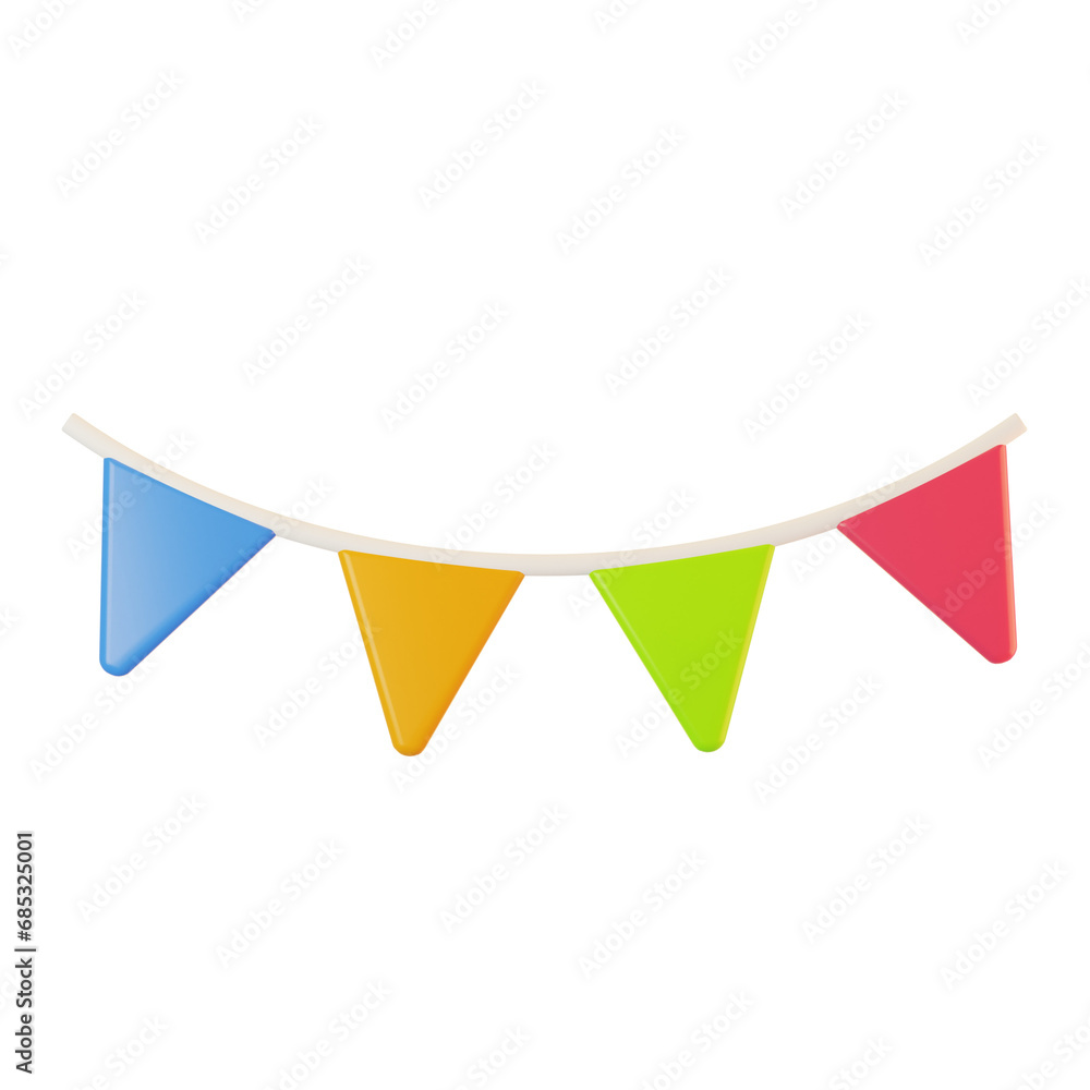 Aufkleber flag icon on 3d rendering with cartoon style. 3d render new year icon concept
