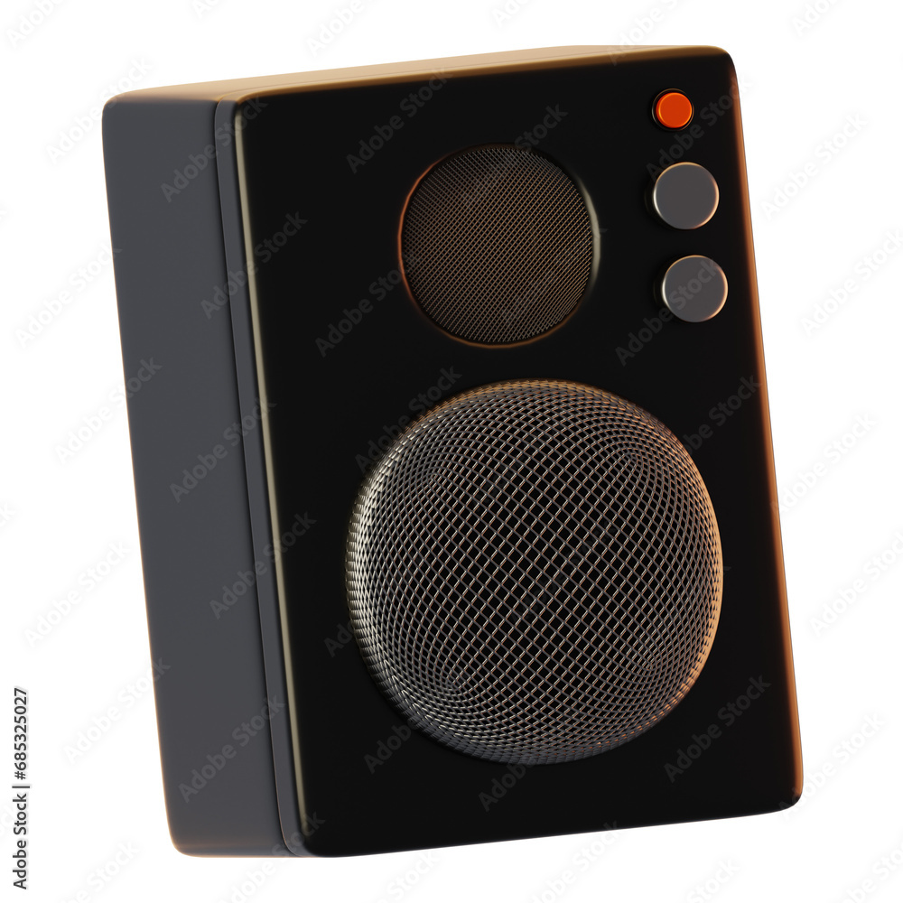 Poster speaker icon on 3d rendering with cartoon style