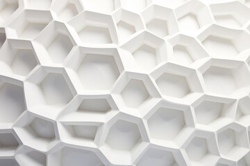 Crisp and clear, the camera captures the intricate dance of hexagons, creating an abstract background with a captivating pattern against a pure white backdrop.