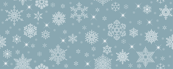 
White Seamless Snowflake All-over Pattern Isolated On Ice Grey Background
