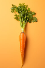 Eine frische Karotte auf orangenem Hintergrund