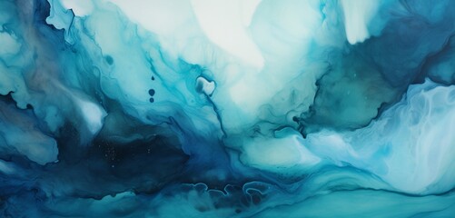 Liquid Teal Pools Meet Cool Blue Streams, Forming an Enchanting Abstract Watercolor Symphony