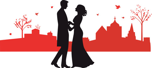 silhouette  love couple man vector illustration woman female romance valentine young romantic 