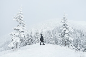 Fototapeta na wymiar Winter Hiking in the Mountains