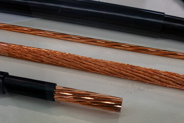 Copper electrical wires of different diameters.