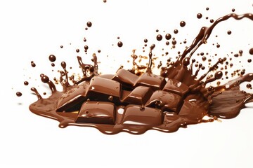 Splashes of bitter chocolate isolated on white background