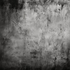 The artistic appeal of an ancient wall's worn-out texture, adorned with dark black and gray hues, complemented by a delicate light and a white gradient background. - obrazy, fototapety, plakaty