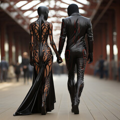 Futuristic fashion: bold and edgy models in latex haute couture