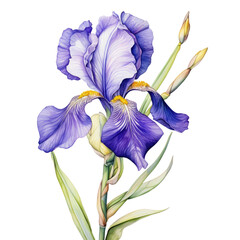 flower Iris watercolor purple flower blue flower on transparent background