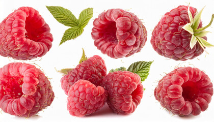 set of raspberries isolated