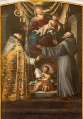 Foto op Plexiglas VICENZA, ITALY - NOVEMBER 5, 2023: The  baroque painting of Madonna with the sanits n the church Chiesa di San Gaetano by unknown artist. © Renáta Sedmáková