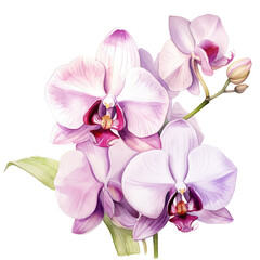 orchid flower watercolor on transparent background