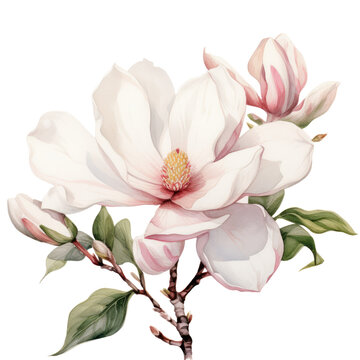 flower magnolia flower watercolor on transparent background