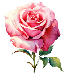 pink rose  Watercolor on a transparent background