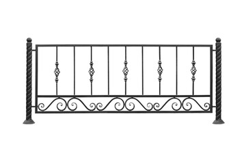 Wrought iron fence with decor.